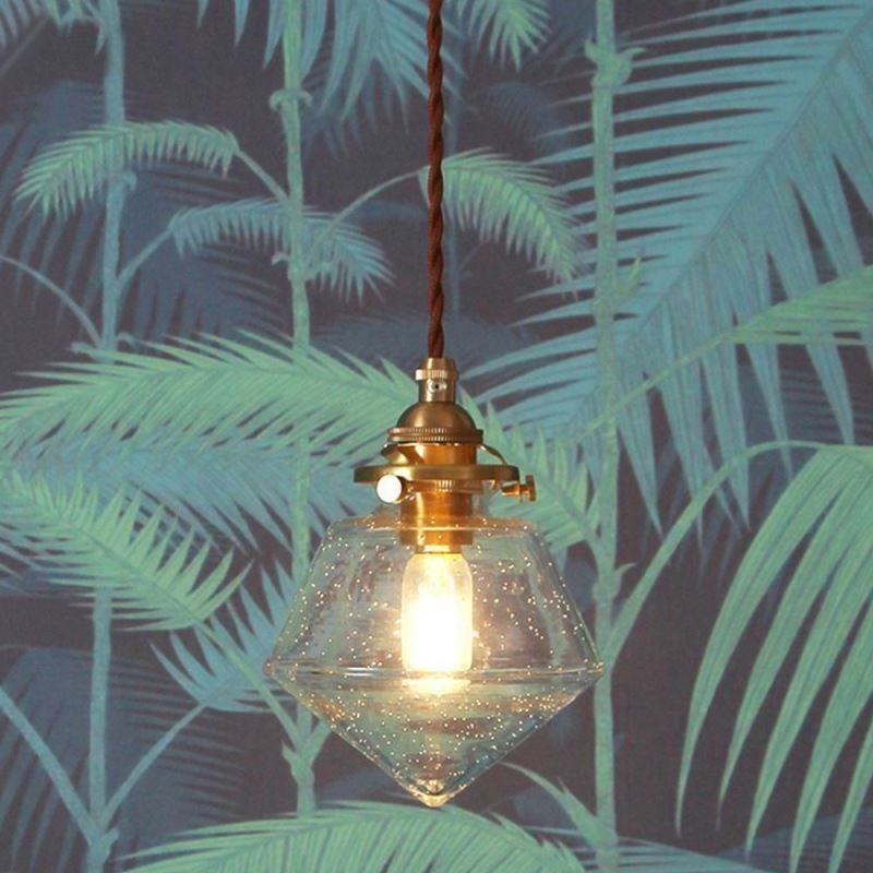 1 Light Diamond Glass Pendant Light Bubble Glass Light Fixture