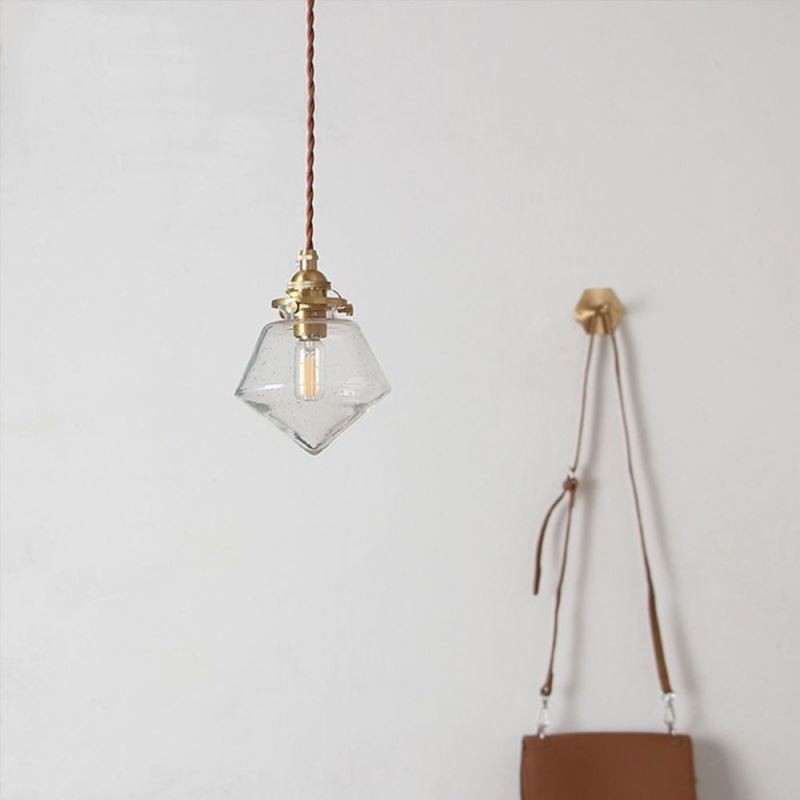 1 Light Diamond Glass Pendant Light Bubble Glass Light Fixture
