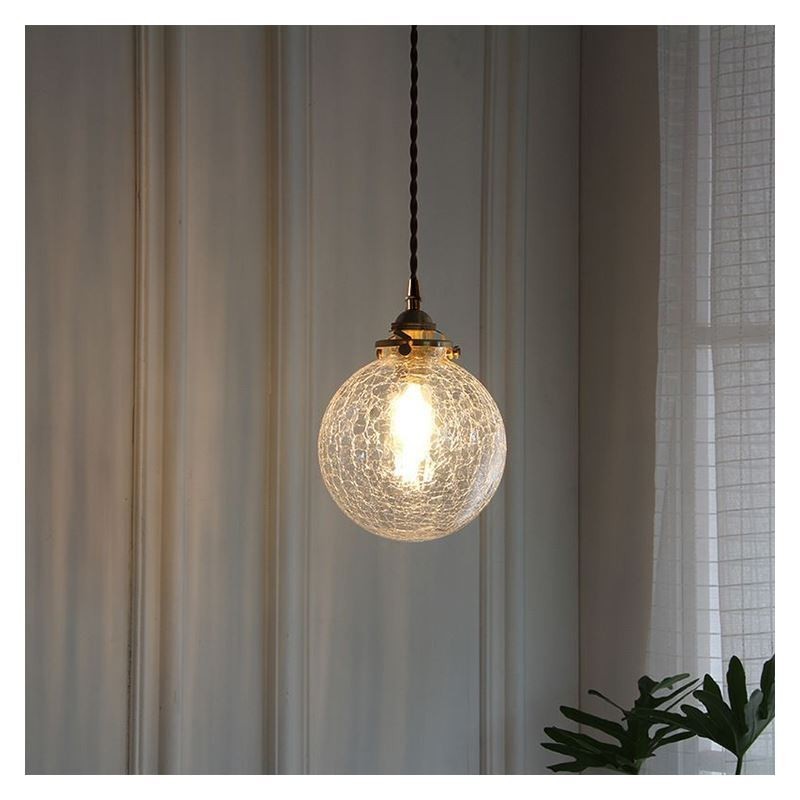 Glass Pendant Light Modern Crackle Ceiling Light Fixture