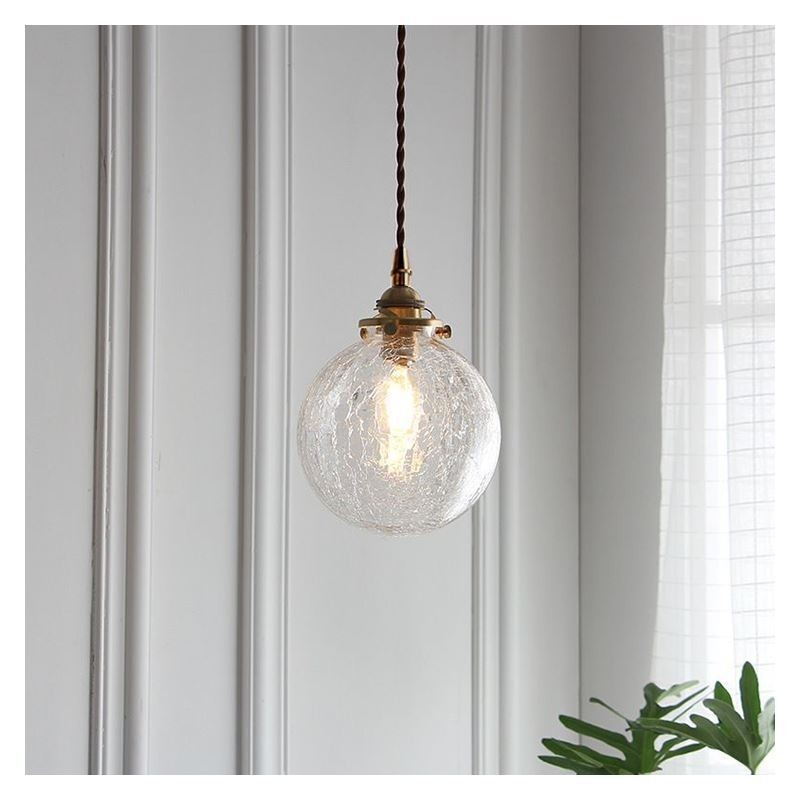Glass Pendant Light Modern Crackle Ceiling Light Fixture
