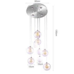 Pendant Light Glass Cluster Ceiling Light Gold Nickel Brushed+Milky Glass Ball