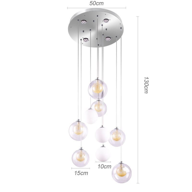 Pendant Light Glass Cluster Ceiling Light Gold Nickel Brushed+Milky Glass Ball