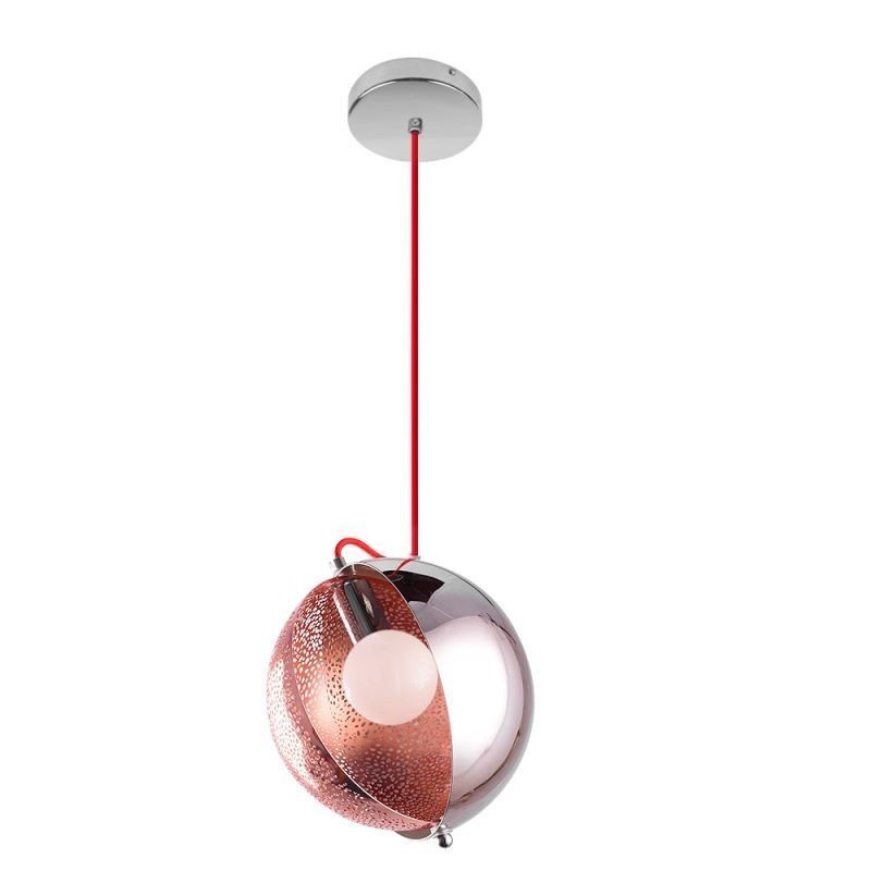 Modern Rose Gold Pendant Light Half Round Glass Lamp Shade Decorative Light Cafe