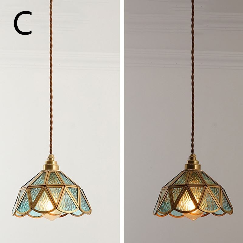 Retro Glass Pendant Light Japanese Style Glass Ceiling Light
