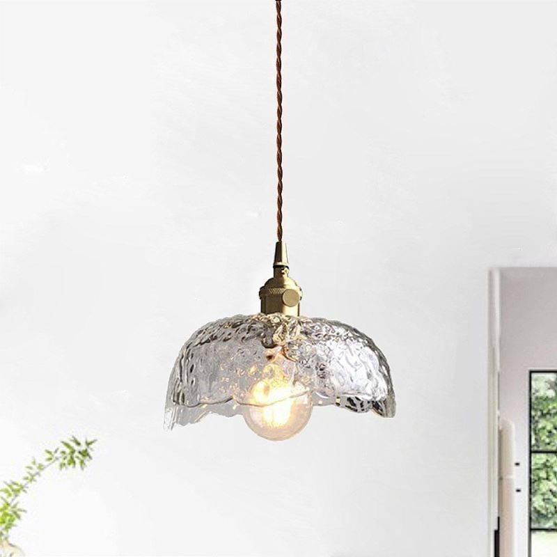 Irregular Brass Glass Pendant Light Hammer Glass Ceiling Light