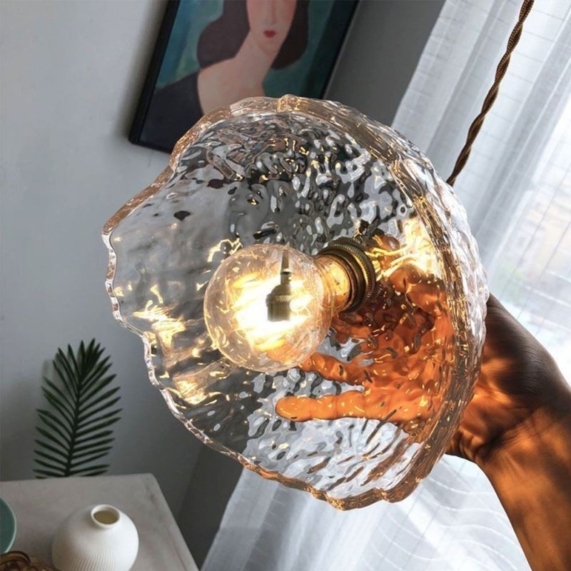 Irregular Brass Glass Pendant Light Hammer Glass Ceiling Light