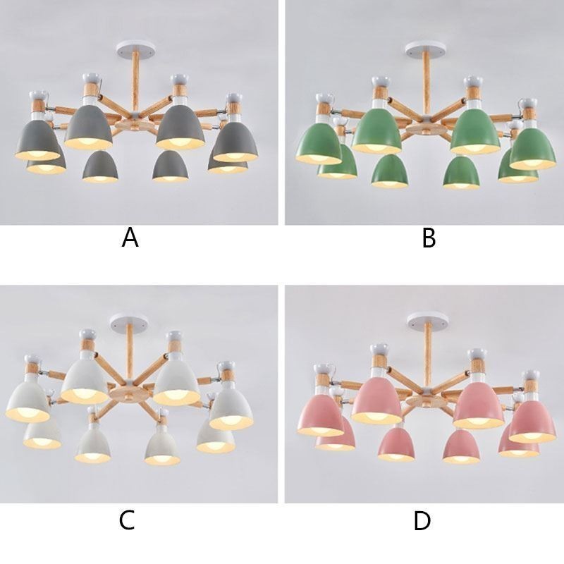 Nordic Macaron Pendant Light Creative Wood Chandelier