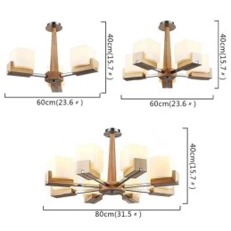Nordic Wood Pendant Light Glass Lampshade Chandelier
