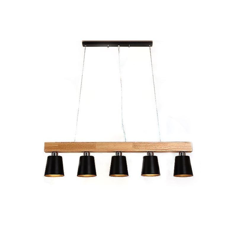 Nordic Wood Chandelier Unique Straight Pendant Light Cafe