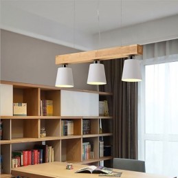 Nordic Wood Chandelier Unique Straight Pendant Light Cafe