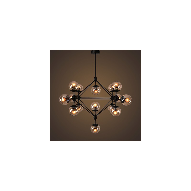 Chandelier 15 Lights Glass Ball Lights Retro Outdoors Garage Metal