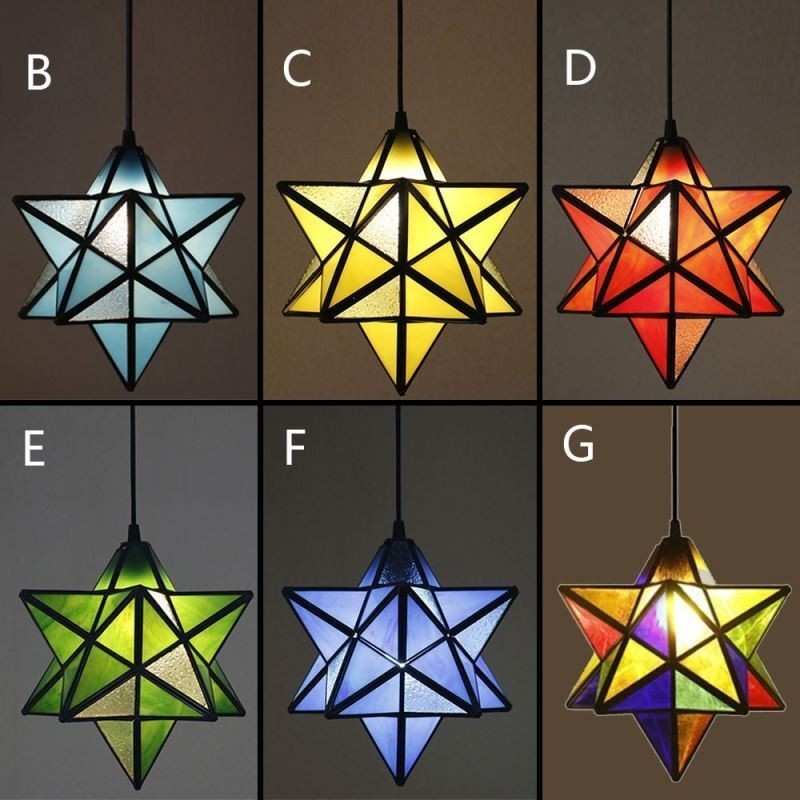 European Stained Glass Pendant Light Creative Star Pendant Lamp