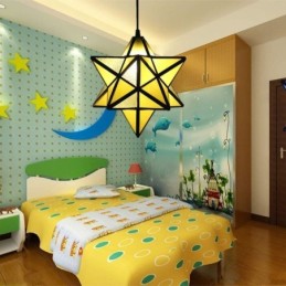 European Stained Glass Pendant Light Creative Star Pendant Lamp