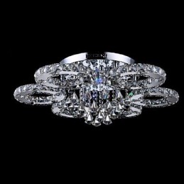 Modern Contemporary Crystal Chrome Metal Flush Mount