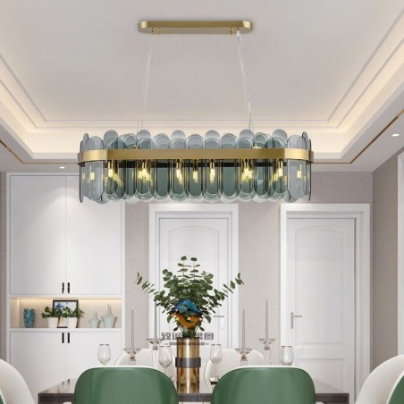 Minimalist Glass Pendant Light Unique Color Rectangle Ceiling Light Island