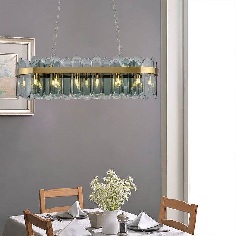 Minimalist Glass Pendant Light Unique Color Rectangle Ceiling Light Island