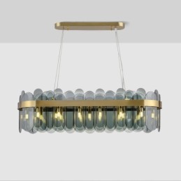 Minimalist Glass Pendant Light Unique Color Rectangle Ceiling Light Island