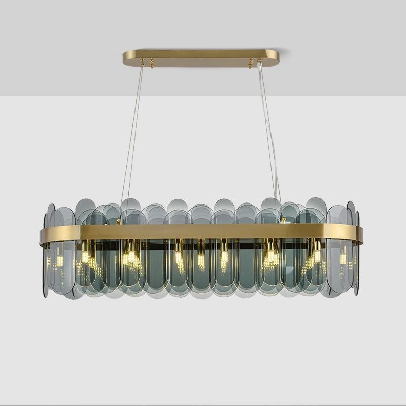Minimalist Glass Pendant Light Unique Color Rectangle Ceiling Light Island