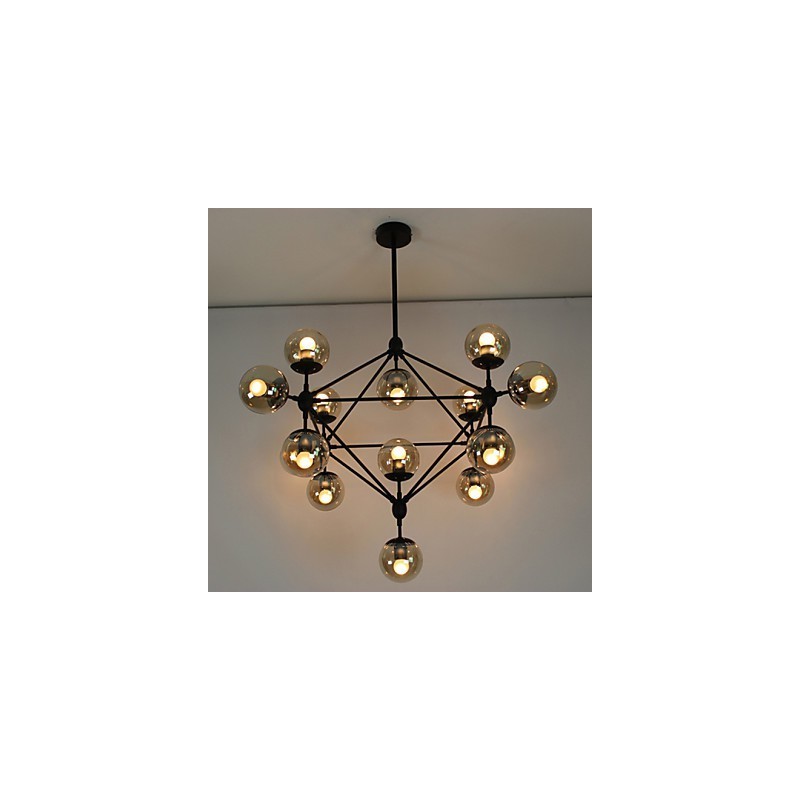 Chandelier 15 Lights Glass Ball Lights Retro Outdoors Garage Metal