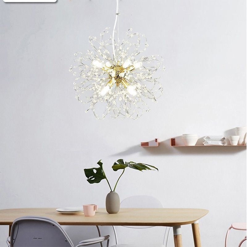 Dandelion Crystal Pendant Light Elegant Chandelier