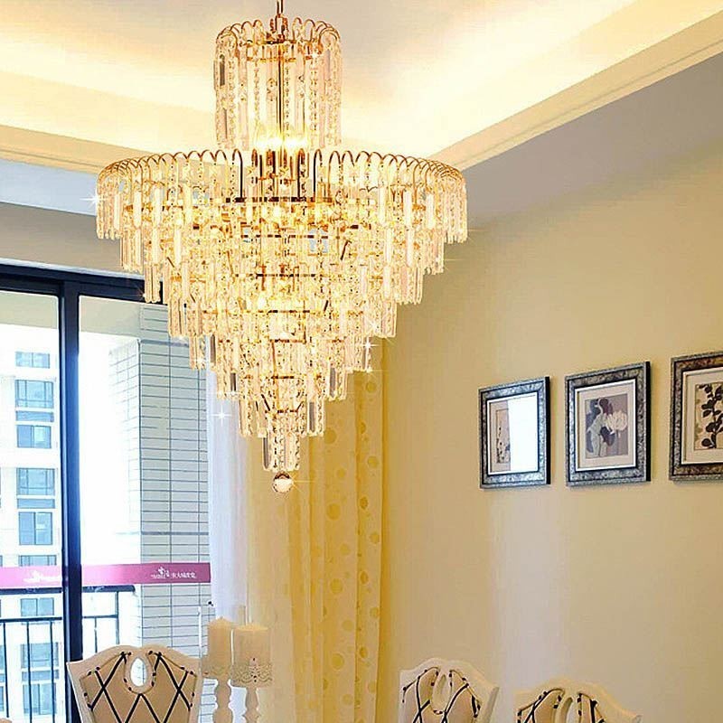 Modern Elegant Crystal Pendant Light Conical Chandelier