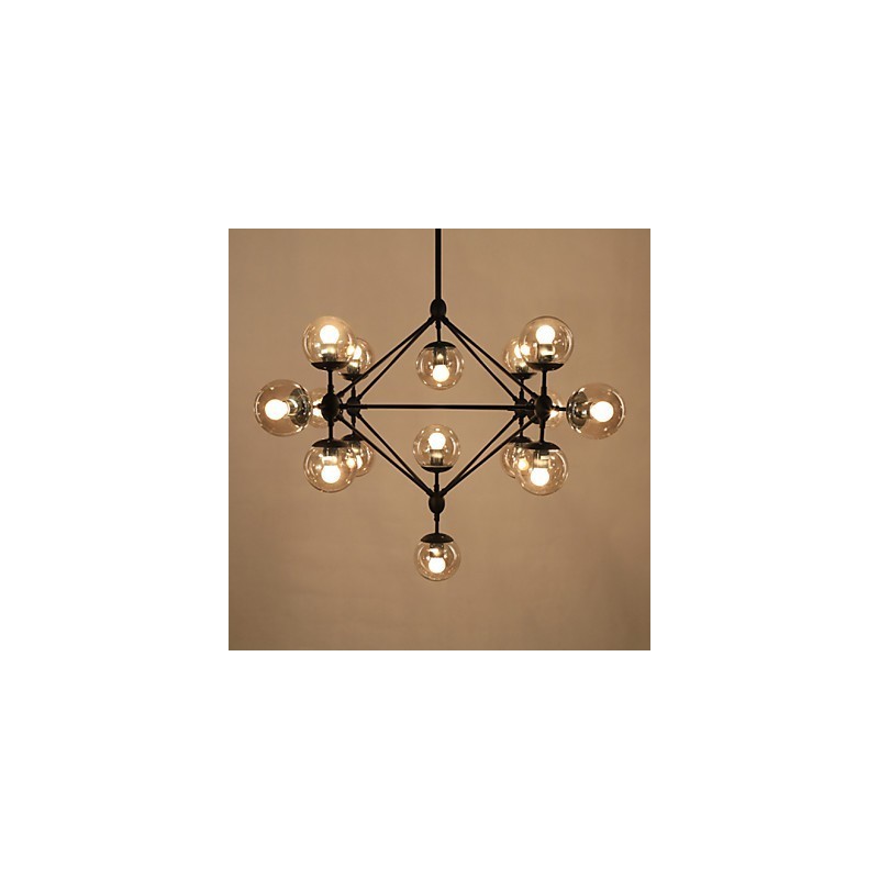 Chandelier 15 Lights Glass Ball Lights Retro Outdoors Garage Metal