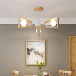 Modern Fan Shaped Chandelier Elegant Wood Pendant Light