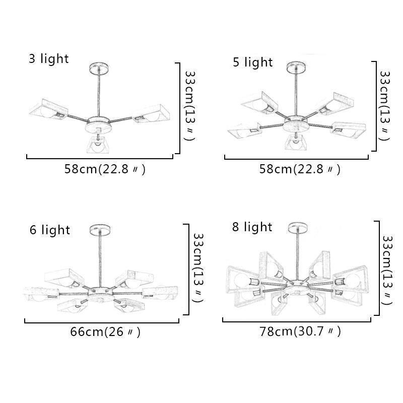 Modern Fan Shaped Chandelier Elegant Wood Pendant Light