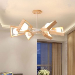 Modern Fan Shaped Chandelier Elegant Wood Pendant Light