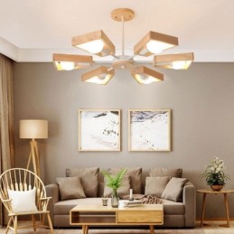 Modern Fan Shaped Chandelier Elegant Wood Pendant Light