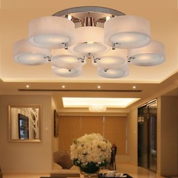 Modern Contemporary Chrome Metal Chandelier Flush Mount