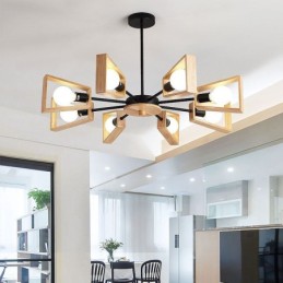 Modern Fan Shaped Chandelier Elegant Wood Pendant Light