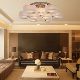 Modern Contemporary Chrome Metal Chandelier Flush Mount