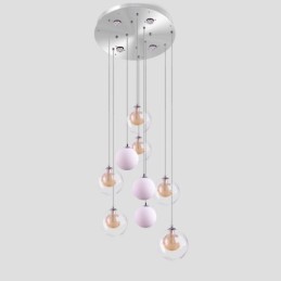 Pendant Light Glass Cluster Ceiling Light Gold Nickel Brushed+Milky Glass Ball