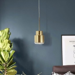 Postmodern Glass Pendant Light Golden Cylinder Lamp Bright Lighting Light