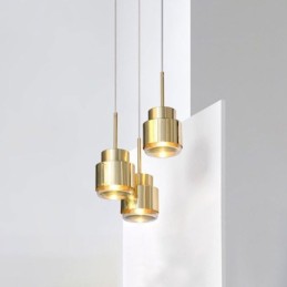 Postmodern Glass Pendant Light Golden Cylinder Lamp Bright Lighting Light