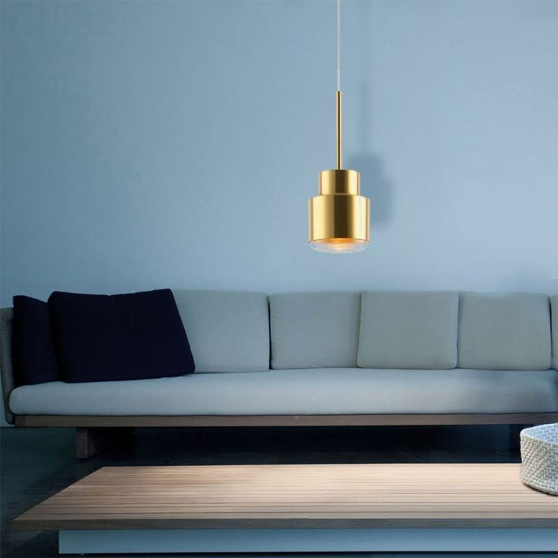 Postmodern Glass Pendant Light Golden Cylinder Lamp Bright Lighting Light