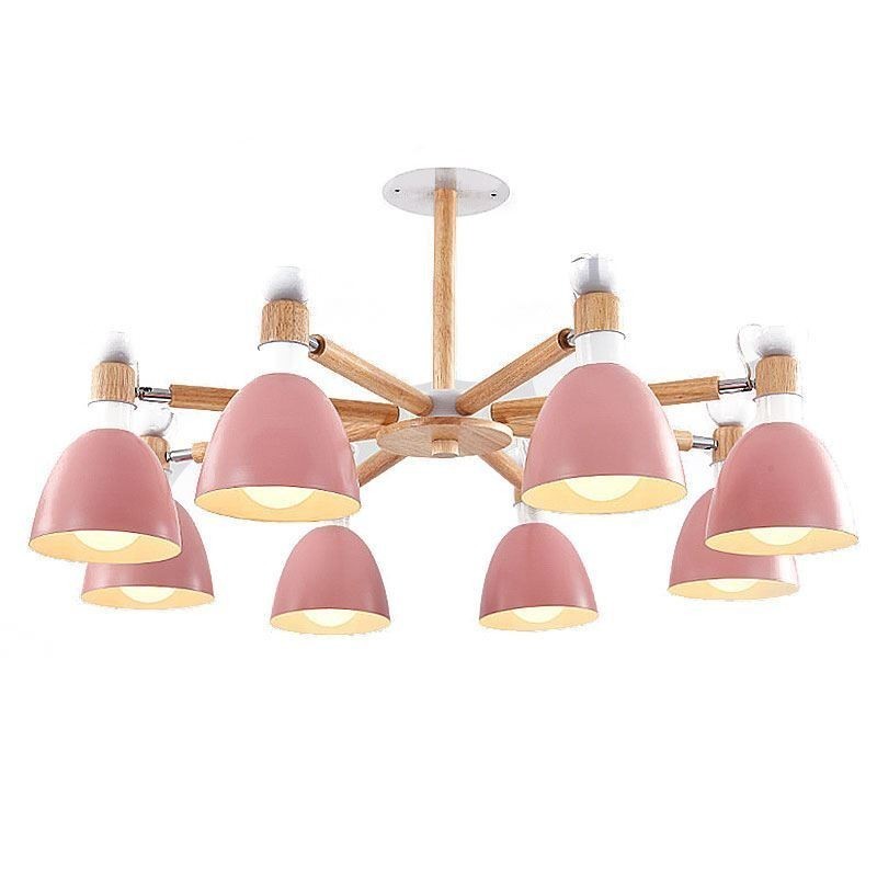 Nordic Macaron Pendant Light Creative Wood Chandelier