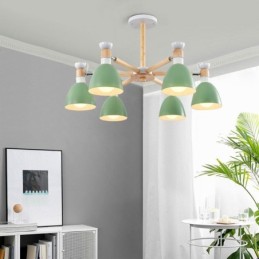 Nordic Macaron Pendant Light Creative Wood Chandelier