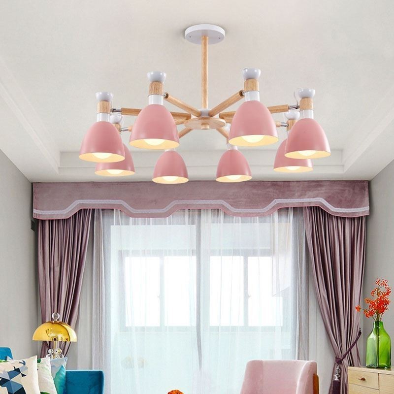 Nordic Macaron Pendant Light Creative Wood Chandelier
