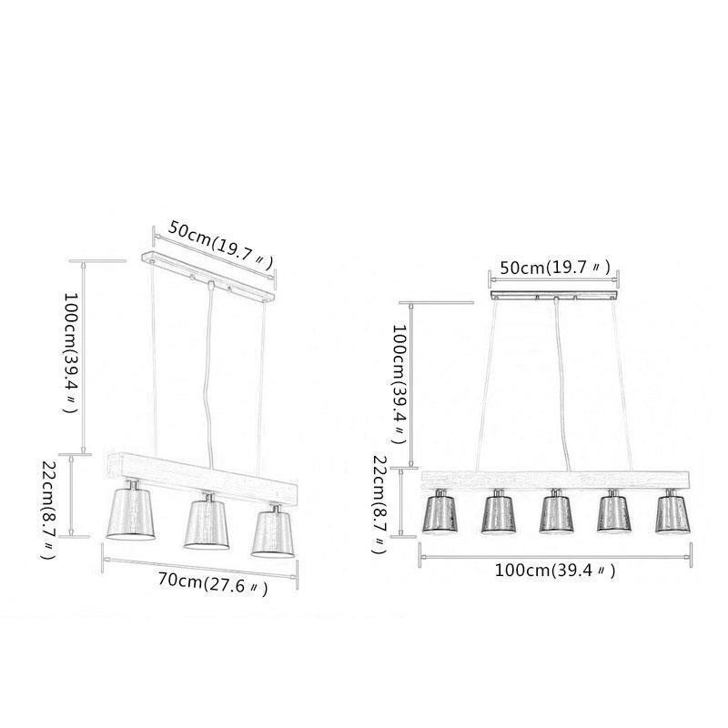 Nordic Wood Chandelier Unique Straight Pendant Light Cafe