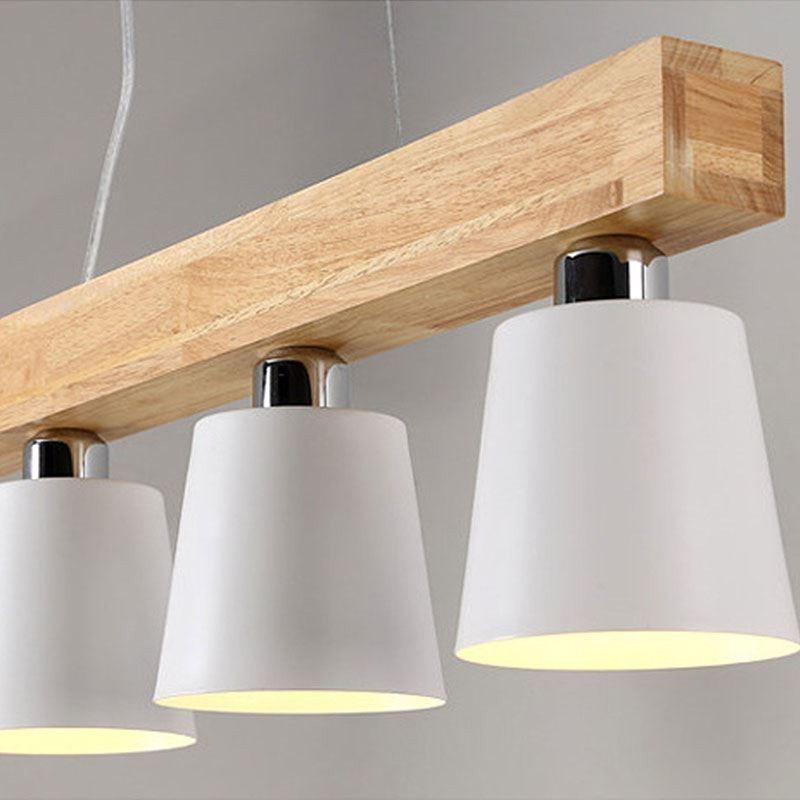 Nordic Wood Chandelier Unique Straight Pendant Light Cafe