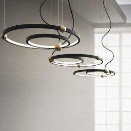 Circle Pendant Light Fixture Black 2 Rings