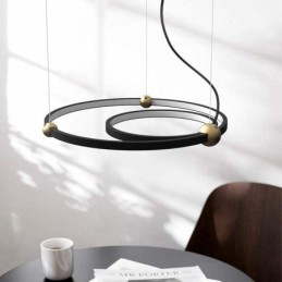 Circle Pendant Light Fixture Black 2 Rings