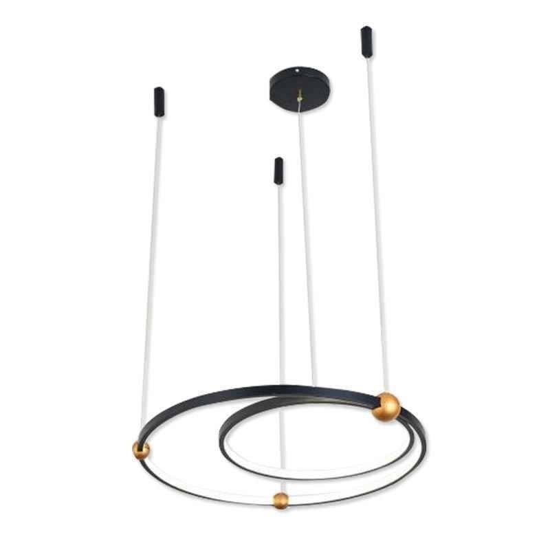 Circle Pendant Light Fixture Black 2 Rings