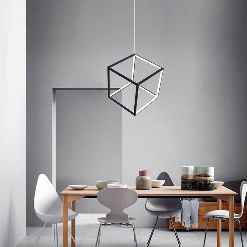 Black Pendant Light Geometric Cube Lighting