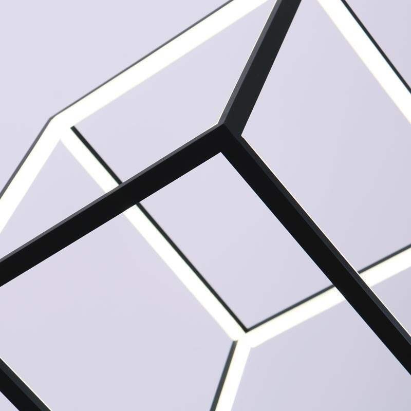 Black Pendant Light Geometric Cube Lighting
