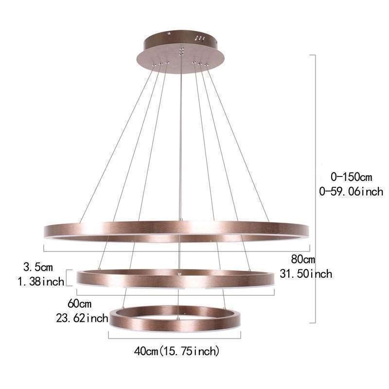 Pendant Light Drawing Craft 3 Rings Lamp 80+60+40cm