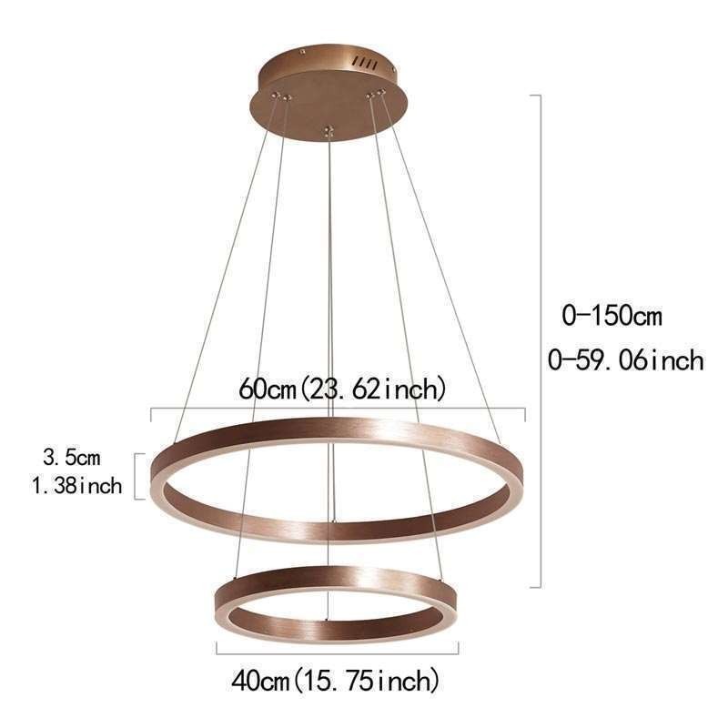 Pendant Light Drawing Craft 2 Rings Lamp 60+40cm