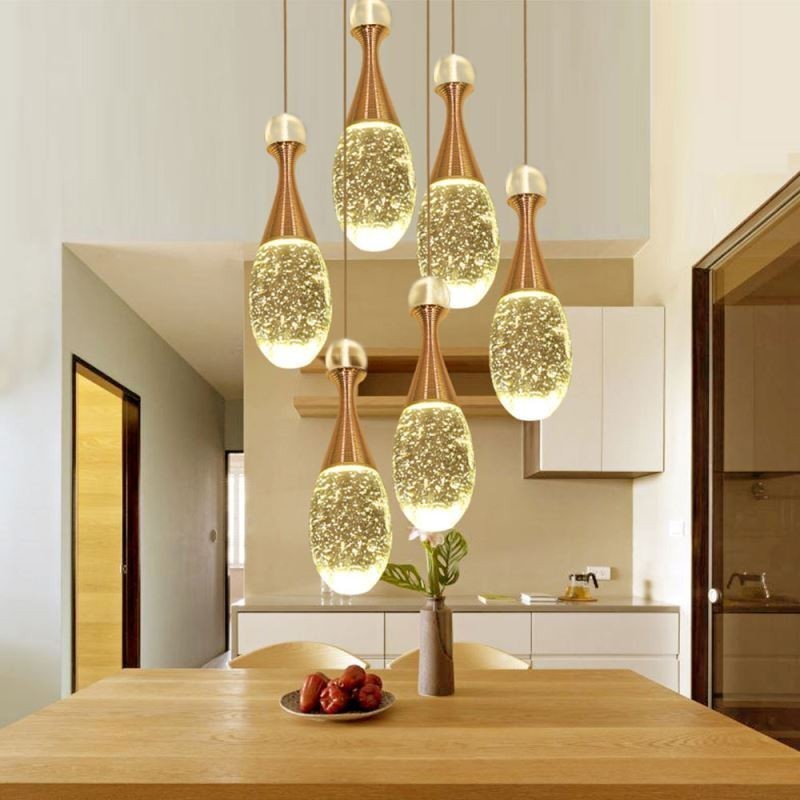Seeded Glass Teardop Cluster Pendant Lighting